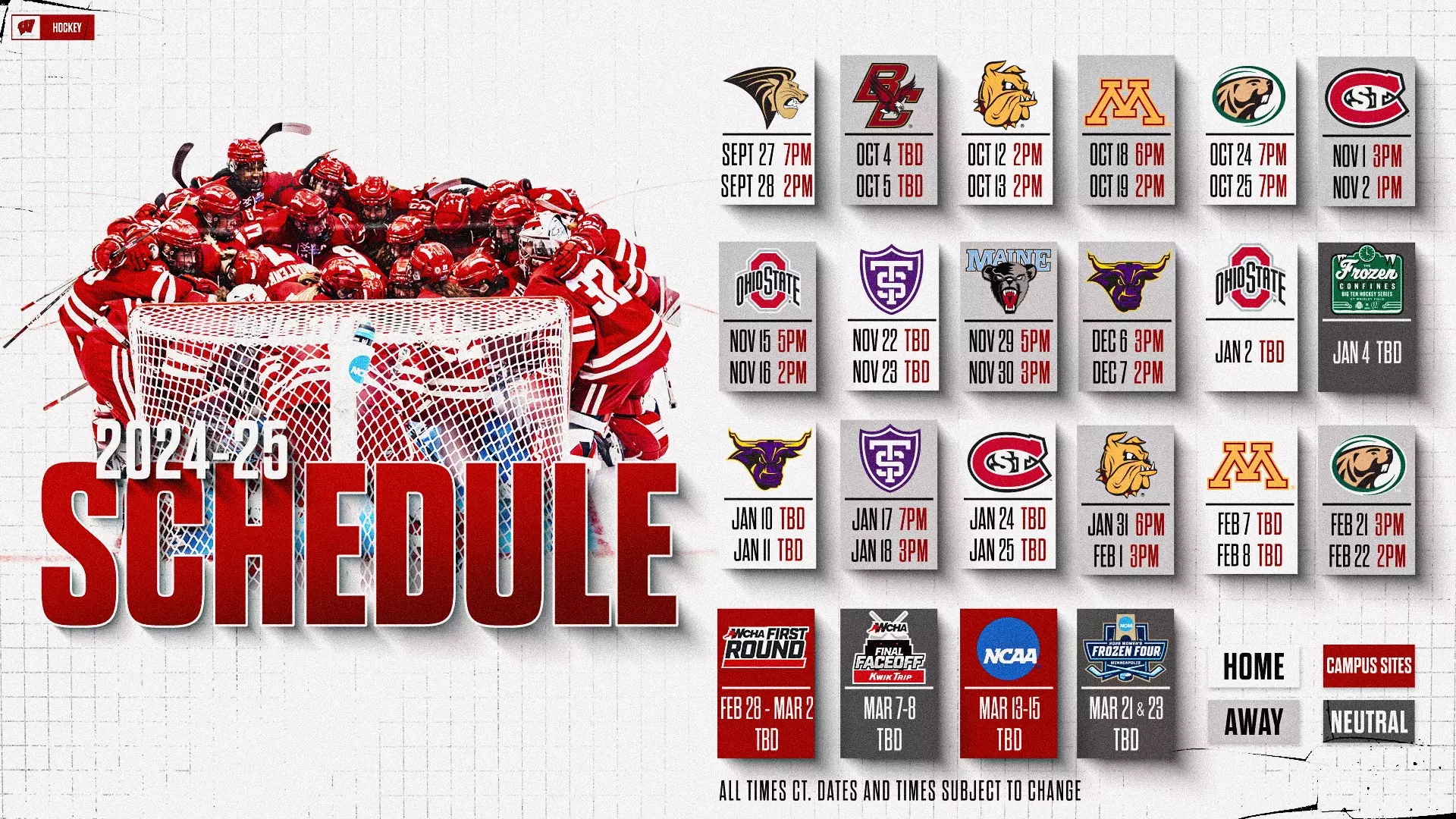 Complete Wisconsin Badgers Hockey Schedule for 2024-2025： Dates & Opponents